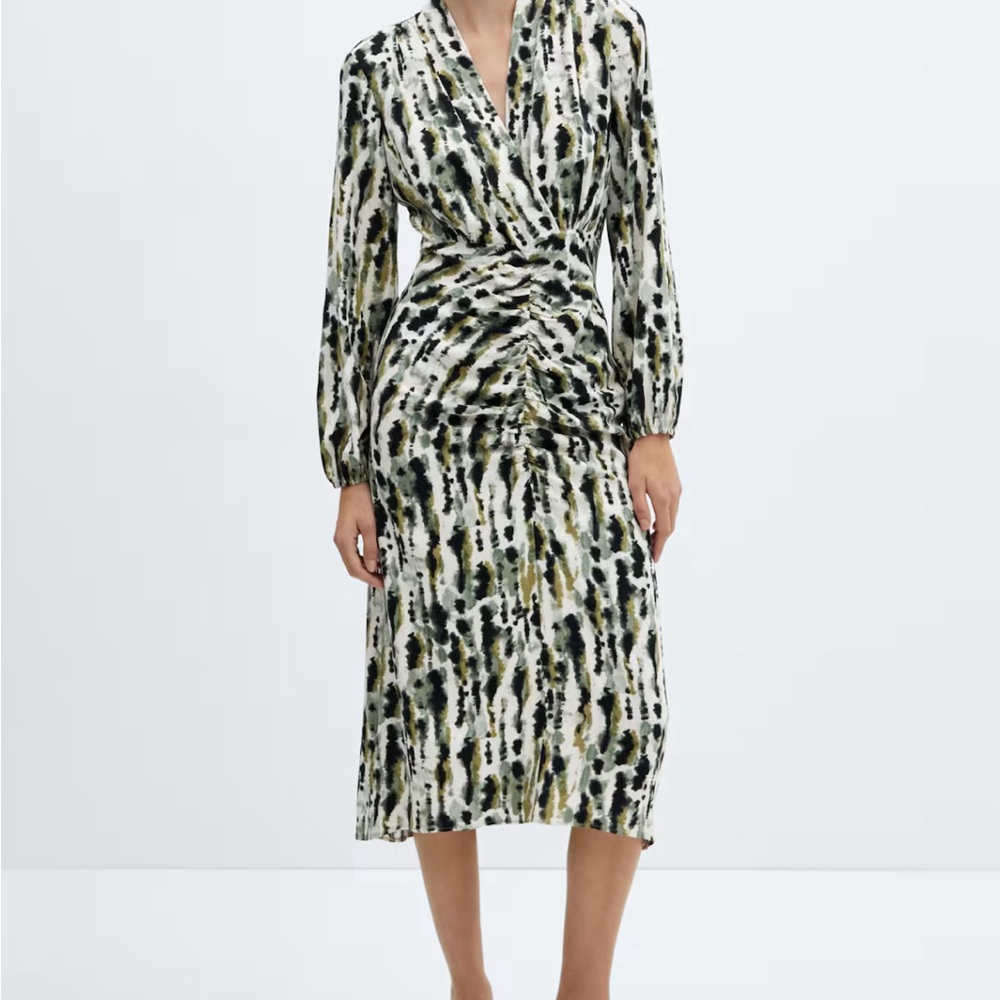 Mango PRINTED DRESS WITH RUFFLED DETAIL - Picture 3 of 5